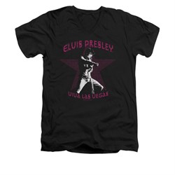 Elvis Presley Shirt Slim Fit V-Neck Viva Las Vegas Star Black T-Shirt