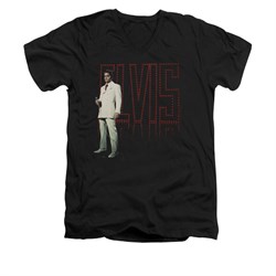 Elvis Presley Shirt Slim Fit V-Neck White Suit Black T-Shirt