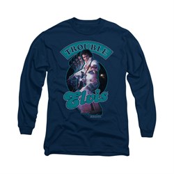 Elvis Presley Shirt Total Trouble Soundtrack Long Sleeve Navy Tee T-Shirt