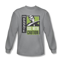 Hai Karate Shirt Caution Long Sleeve Silver Tee T-Shirt