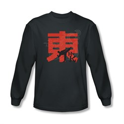 Hai Karate Shirt High Kick Long Sleeve Charcoal Tee T-Shirt