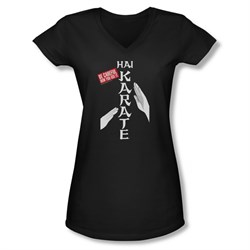 Hai Karate Shirt Juniors V Neck Be Careful Black T-Shirt