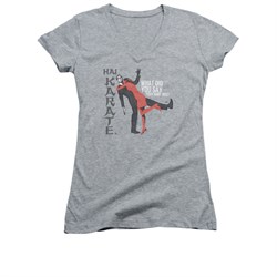 Hai Karate Shirt Juniors V Neck Your Name Athletic Heather T-Shirt