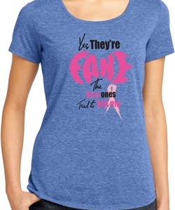 Ladies Breast Cancer Shirt Yes, They're Fake Lace Back Tee T-Shirt