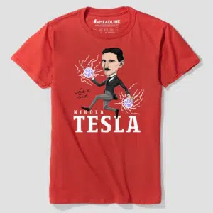 Tesla Retro Caricature Unisex 100% Cotton T-Shirt